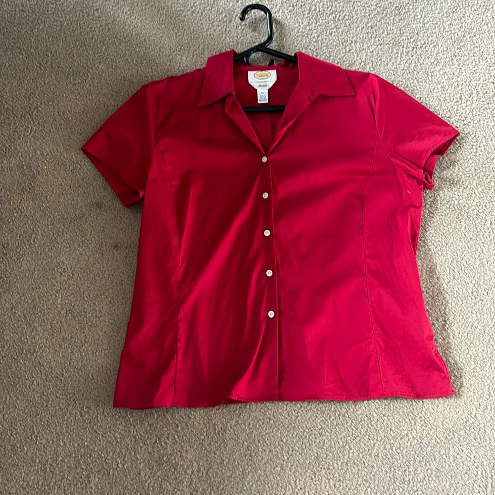 Talbots Stretch Ruby Red Blouse